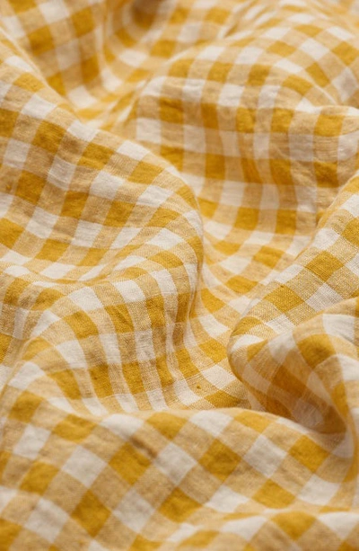 Piglet In Bed Gingham Linen Fitted Sheet In Honey