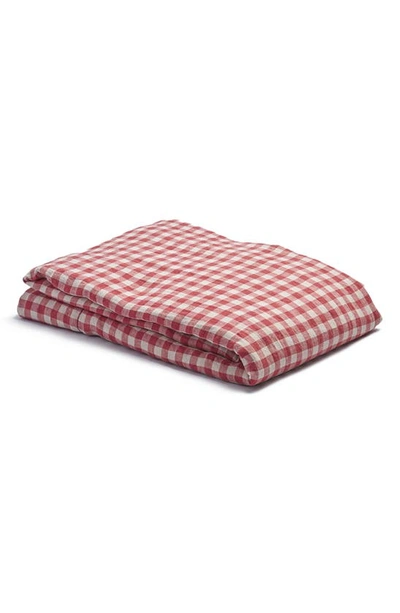 Shop Piglet In Bed Gingham Cotton Flat Sheet In Mineral Red
