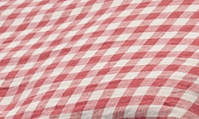 Shop Piglet In Bed Gingham Cotton Flat Sheet In Mineral Red
