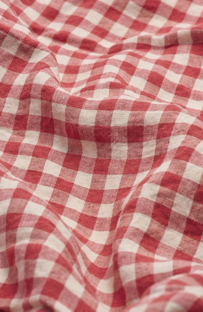 Piglet In Bed Gingham Linen Duvet Cover In Mineral Red