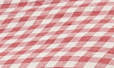 Piglet In Bed Gingham Linen Duvet Cover In Mineral Red