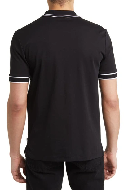 Hugo Boss Parlay Tipped Cotton Polo In Black