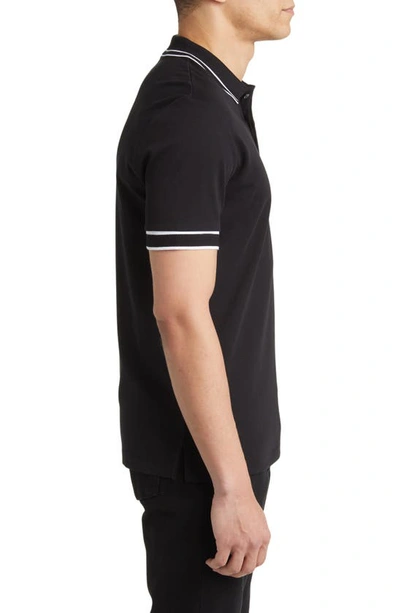 Hugo Boss Parlay Tipped Cotton Polo In Black