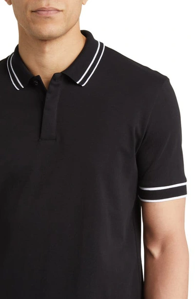 Hugo Boss Parlay Tipped Cotton Polo In Black