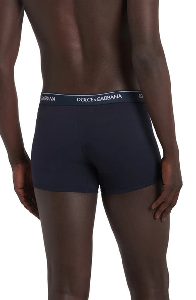 Shop Dolce & Gabbana 2-pack Logo Waist Boxer Briefs In Dark Blue