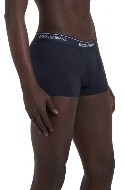 Shop Dolce & Gabbana Dolce&gabbana 2-pack Logo Waist Boxer Briefs In Dark Blue