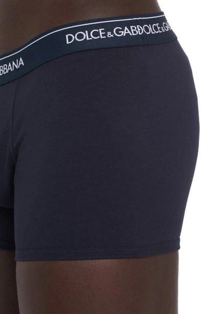 Dolce & Gabbana Pack Of Two Logo Cotton-blend Jersey Boxer Briefs In Dark Blue