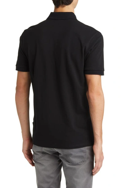 Hugo Boss Paddy Polo Shirt With Drop-needle Stitching In Black