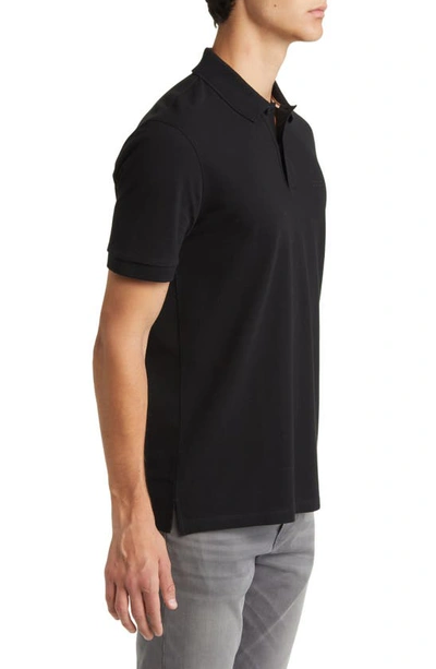 Hugo Boss Paddy Polo Shirt With Drop-needle Stitching In Black