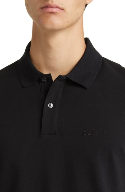 Hugo Boss Paddy Polo Shirt With Drop-needle Stitching In Black
