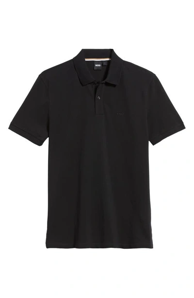 Hugo Boss Paddy Polo Shirt With Drop-needle Stitching In Black