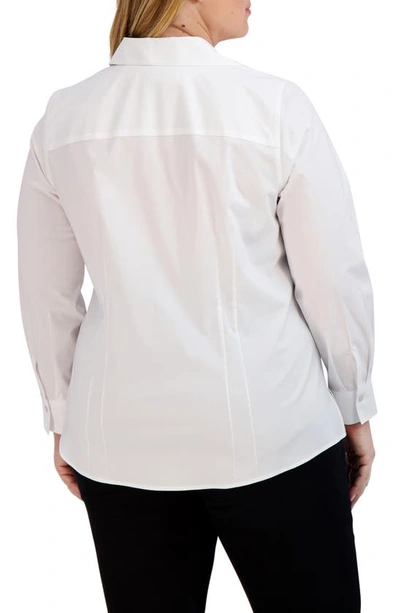 Shop Foxcroft Taylor Long Sleeve Stretch Button-up Shirt In White