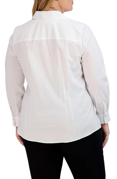 Foxcroft Taylor Long Sleeve Stretch Button-up Shirt In White