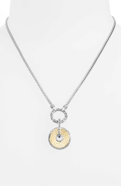Shop John Hardy Hammered Disc Pendant Necklace In Silver