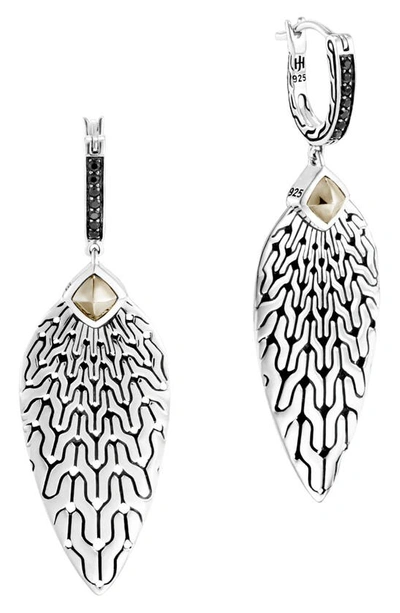 John Hardy Radial Sterling Silver, Black Sapphire, Black Spinel And Pyrite Classic Chain Drop Hoop Earrings In Gold
