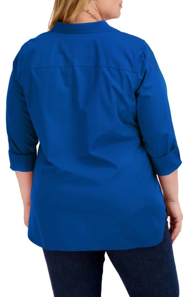 Shop Foxcroft Pandora Non-iron Tunic Shirt In Royal Blue