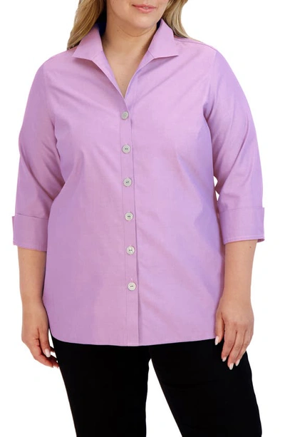 Shop Foxcroft Pandora Non-iron Tunic Shirt In Soft Violet
