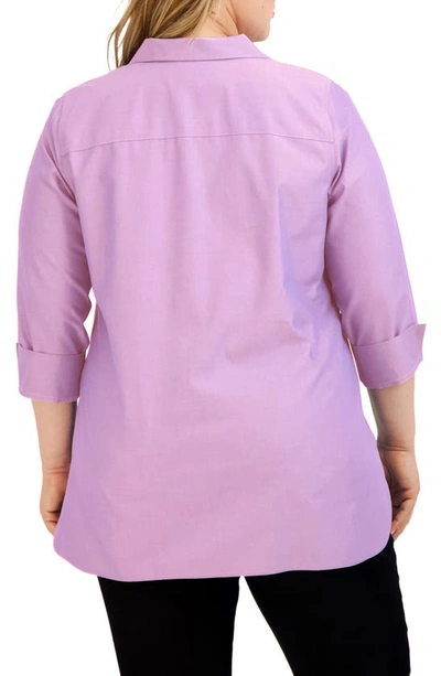 Shop Foxcroft Pandora Non-iron Tunic Shirt In Soft Violet