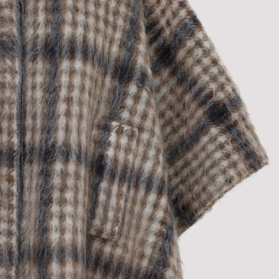 Shop Brunello Cucinelli Virgin Wool Poncho Coat In Nude &amp; Neutrals