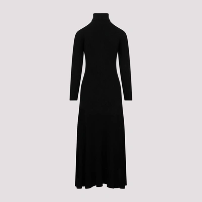 Shop Fabiana Filippi Virgin Wool Long Dress In Black