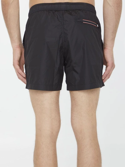 Shop Moncler Nylon Swim Shorts In Black