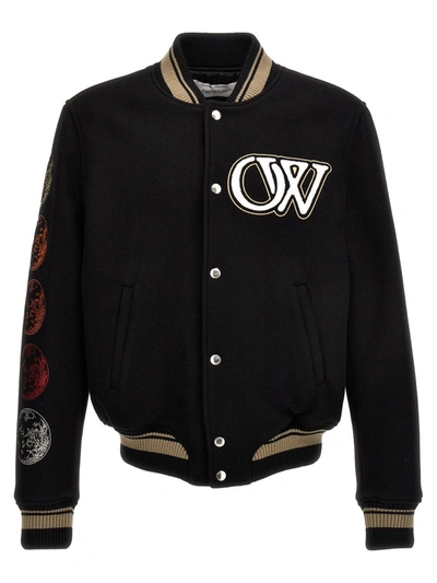 Shop Off-white Moon Phase Varsity Bomber Jacket In Black