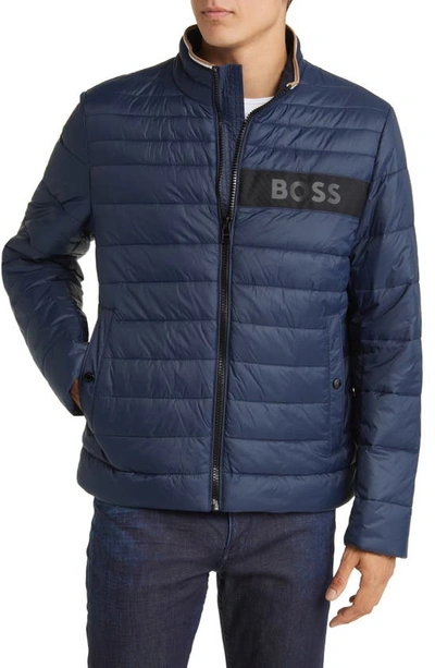Hugo Boss Darolus Quilted Puffer Jacket In Dark Blue