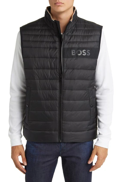 Shop Hugo Boss Darolan Water Repellent Quilted Vest In Black