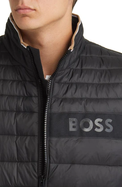 Shop Hugo Boss Darolan Water Repellent Quilted Vest In Black