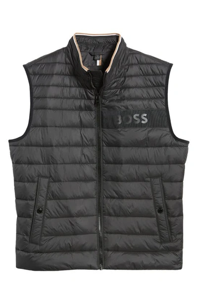 Hugo Boss Boss Darolan Water Repellent Quilted Vest In Black