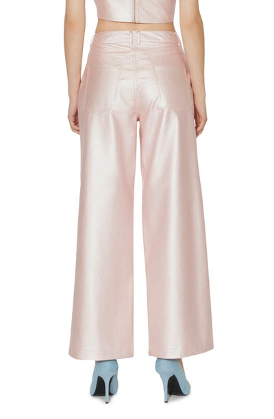 Shop Something New Marie Coated Ankle Wide Leg Pants In Prism Pink