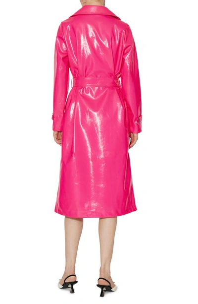 Shop Something New Cleo Faux Leather Trench Coat In Shocking Pink