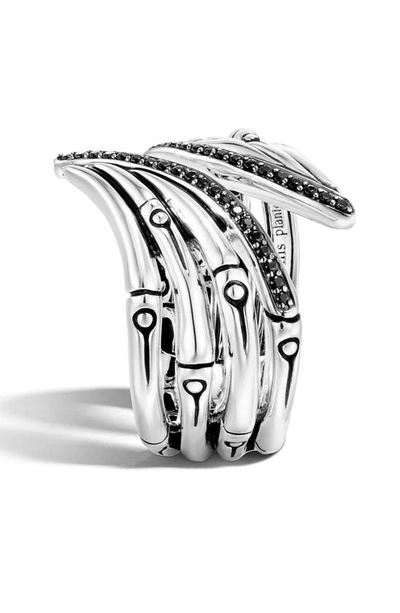 John Hardy Bamboo' Black Sapphire And Spinel Sterling Silver Open Band Ring In Black