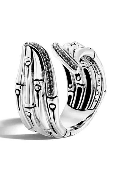 John Hardy Bamboo' Black Sapphire And Spinel Sterling Silver Open Band Ring In Black