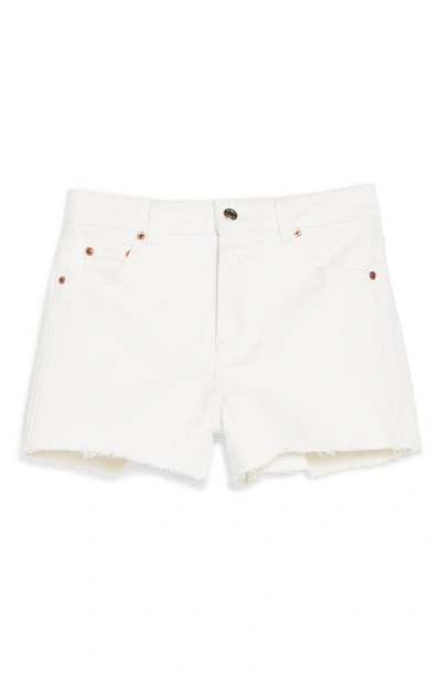 Shop Topshop Premium Denim Mom Shorts In White