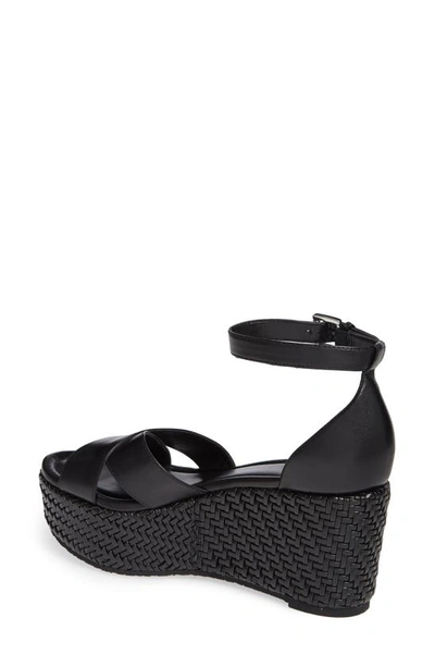 Shop Michael Michael Kors Desiree Basket Weave Wedge In Black Vachetta Leather