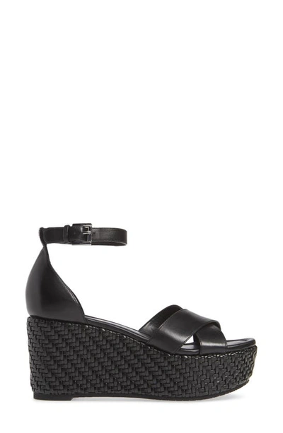 Shop Michael Michael Kors Desiree Basket Weave Wedge In Black Vachetta Leather