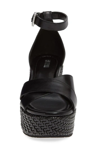 Shop Michael Michael Kors Desiree Basket Weave Wedge In Black Vachetta Leather