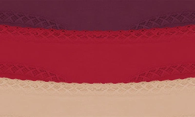 Shop Natori Bliss 3-pack Cotton Blend Briefs In Red/ Purple/ Cafe