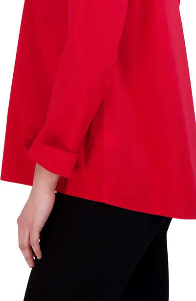 Foxcroft Agnes Split Cuff Popover Blouse In Simply Red