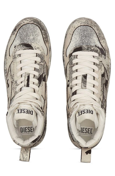 Shop Diesel Ukiyo Mid Sneaker In Off White Multi