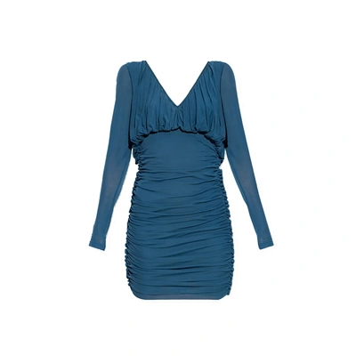 Shop Saint Laurent Long Sleeves Dress In Blue