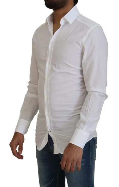 Shop Dolce & Gabbana Elegant White Cotton Dress Shirt Slim Men's Fit