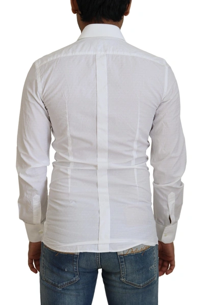 Shop Dolce & Gabbana Elegant White Cotton Dress Shirt Slim Men's Fit