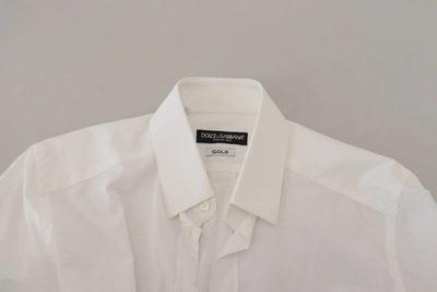 Shop Dolce & Gabbana Elegant White Cotton Dress Shirt Slim Men's Fit