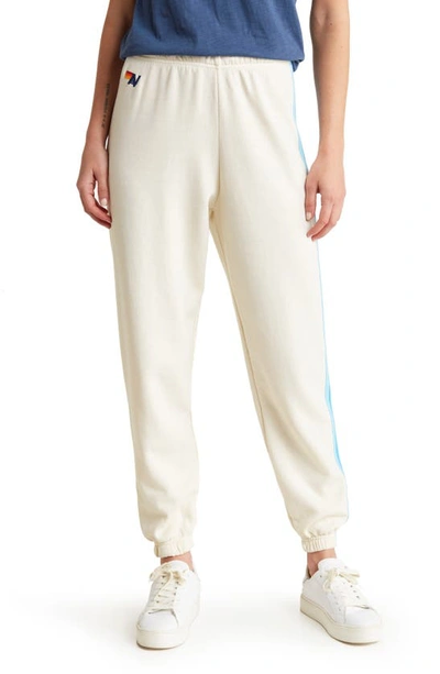 Shop Aviator Nation Stripe Sweatpants In Vintage White/ Blue