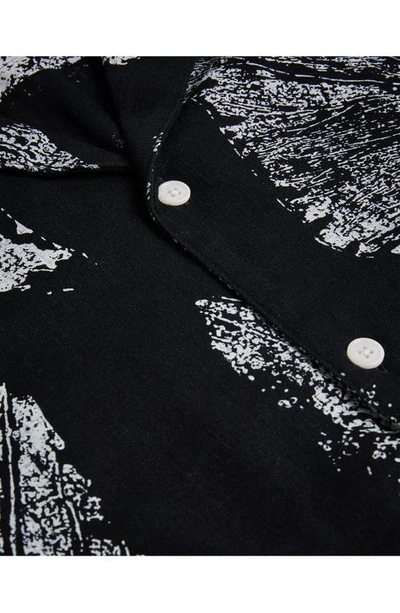 Shop Ted Baker Rialto Short Sleeve Linen Button-up Camp Shirt In Black