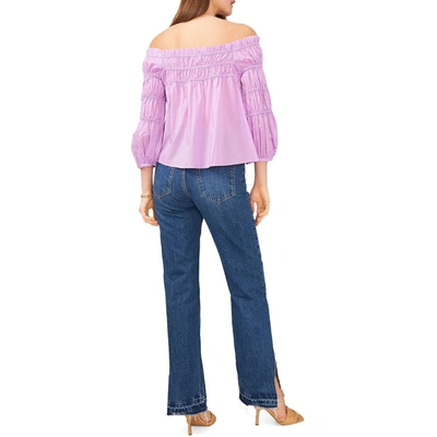 Shop Vince Camuto Womens Smocked Off The Shoulder Pullover Top In Pink