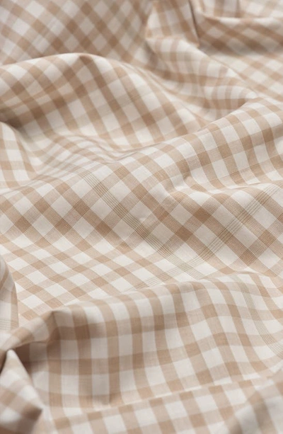Shop Piglet In Bed 200 Thread Count Gingham Percale Flat Sheet In Cafe Au Lait