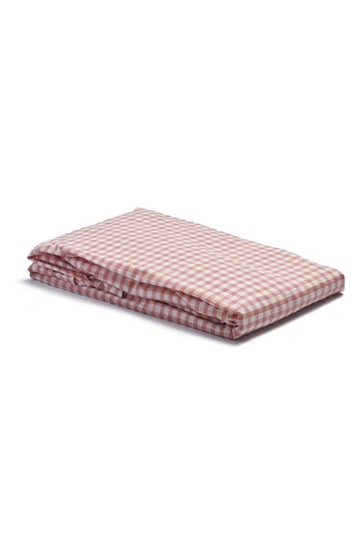 Shop Piglet In Bed 200 Thread Count Gingham Percale Fitted Sheet In Red Dune